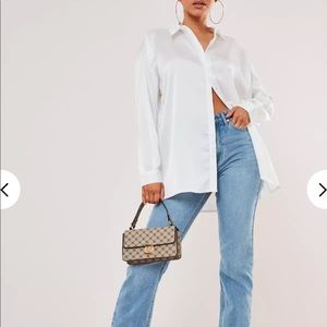 MISSGUIDED White Extreme Oversized Satin Shirt